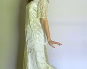 1920's Wedding Gown / Vintage Satin Silk Lace 20's Art Deco