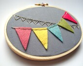 Bunting Hoop Art Embroidery Wall Art bunting banner art