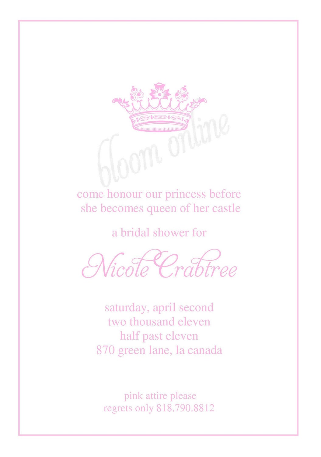 Printable Invitations- Princess Party by Bloom