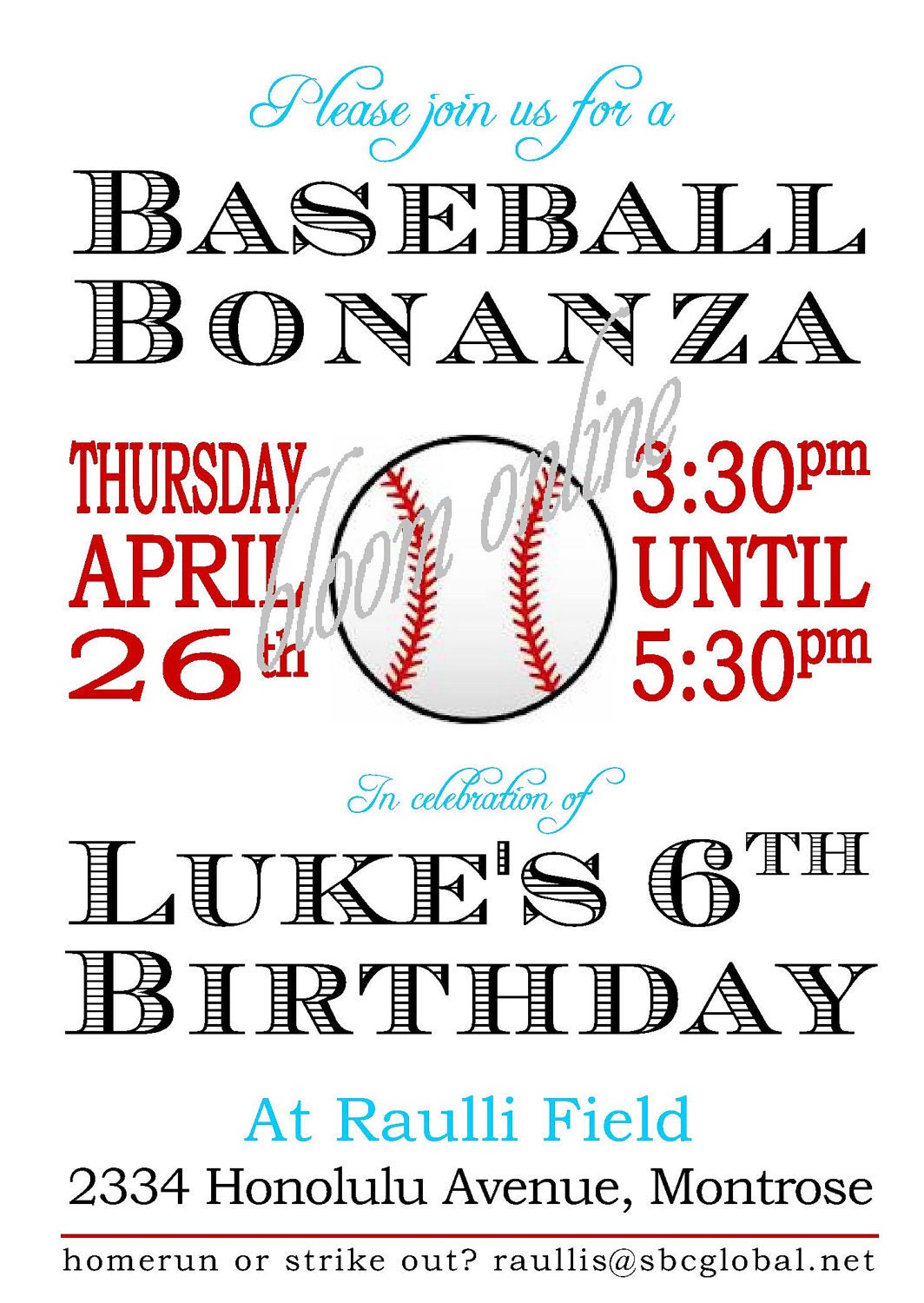 Printable Invitations- Baseball Bonanza by Bloom