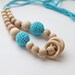 Blue cyan/ aqua nursing rings necklace. Girls crochet necklace. Mammy and baby teething necklace.