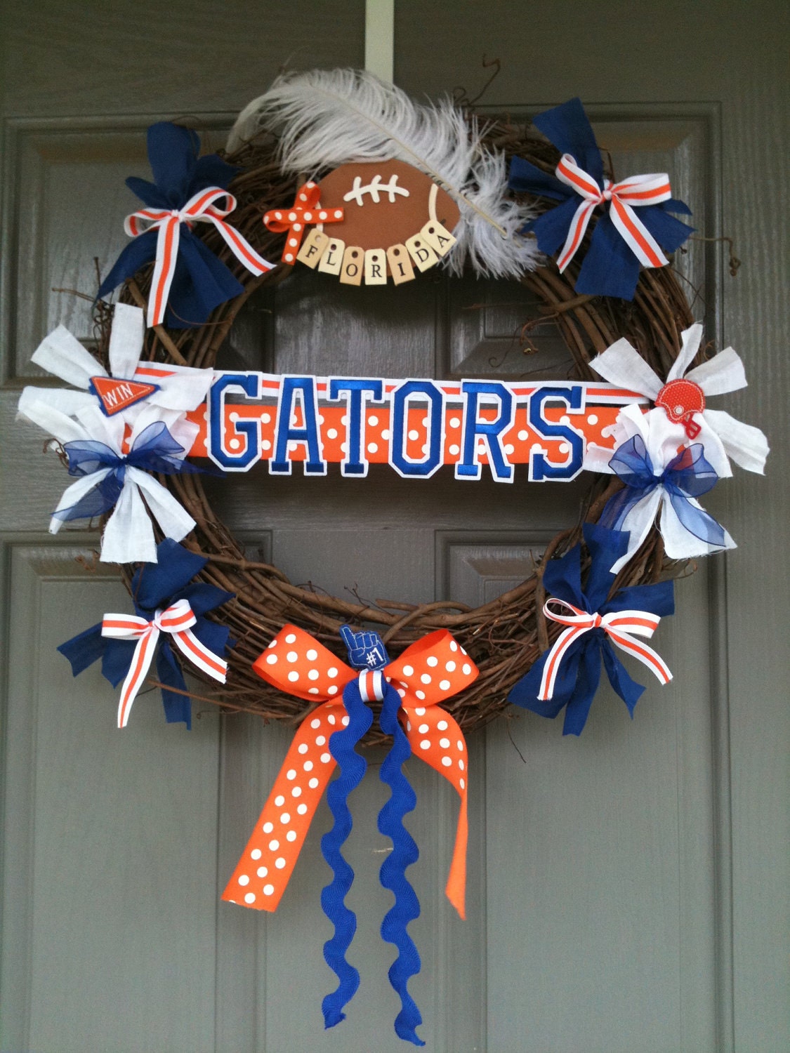 University of Florida wreath with monogrammed door hanger