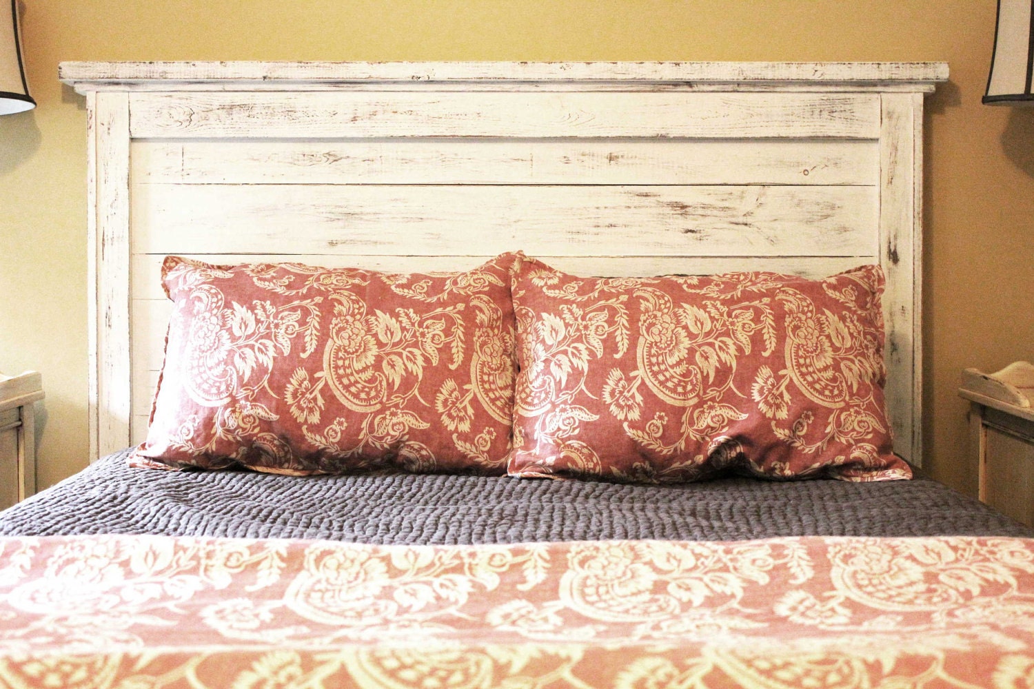 King Distressed Wood Headboard