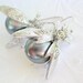 Glass pearl earrings in silver tone metal --HumABuzz--