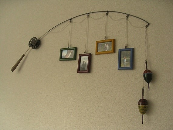 Fishing Pole Picture Frame - Metal Brown - 4 Frames