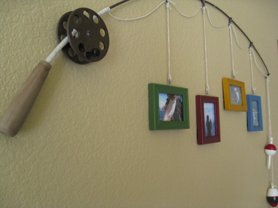 Fishing Pole Picture Frame - Metal Brown - 4 Frames