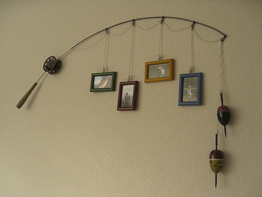 Fishing Pole Picture Frame - Metal Brown - 4 Frames