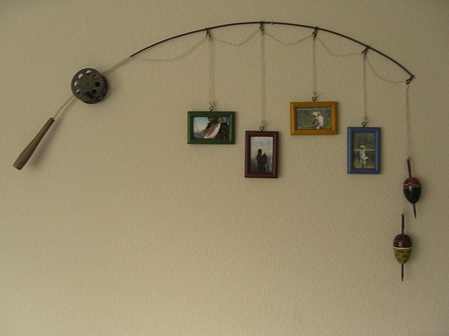 Fishing Pole Picture Frame - Metal Brown - 4 Frames