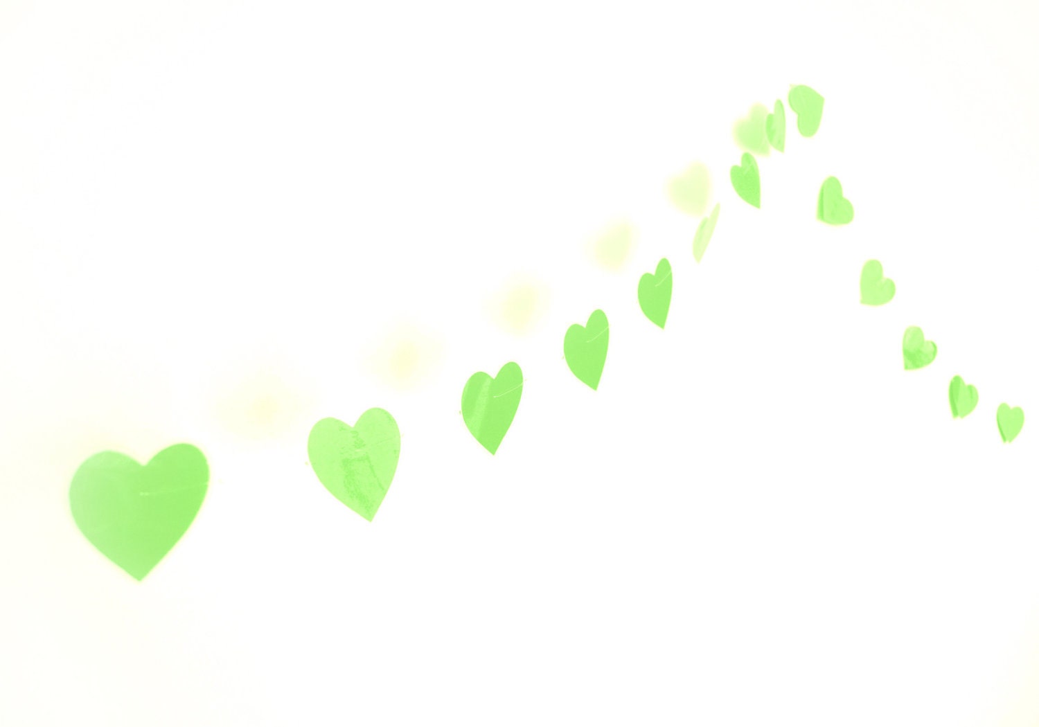 Laminated garland with paper green hearts, water resistant - VeraPaperLab