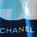 Vintage CHANEL Silk blend Scarf in Navy and Powder Blue
