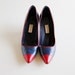 Vintage Nautical Calvin Klein Navy Pumps with Red Cap Toe and Piping Size 8.