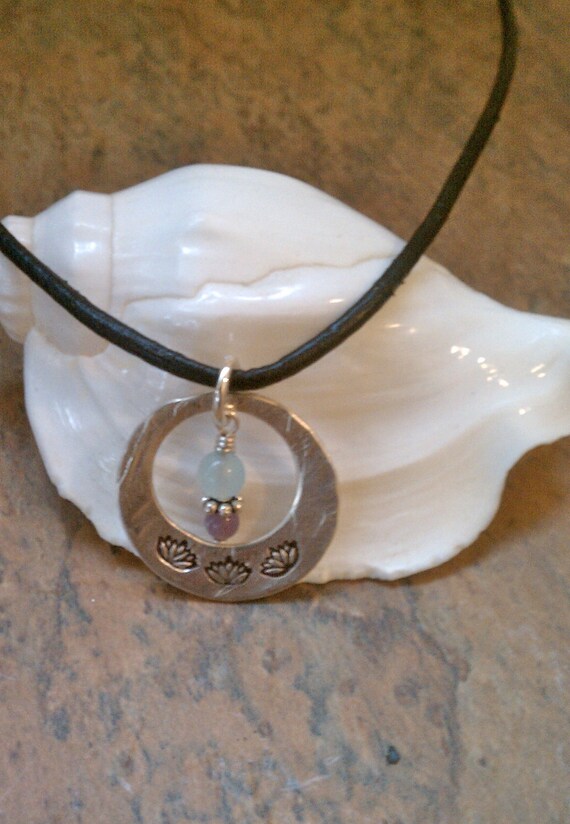 Sterling Silver Lotus Necklace with Beads