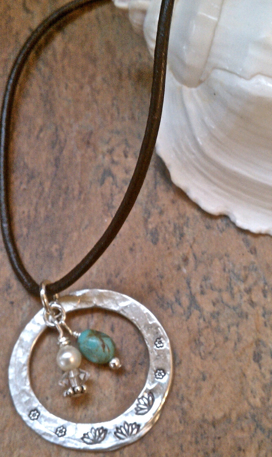 Sterling Silver Lotus Flower Leather Cord Necklace