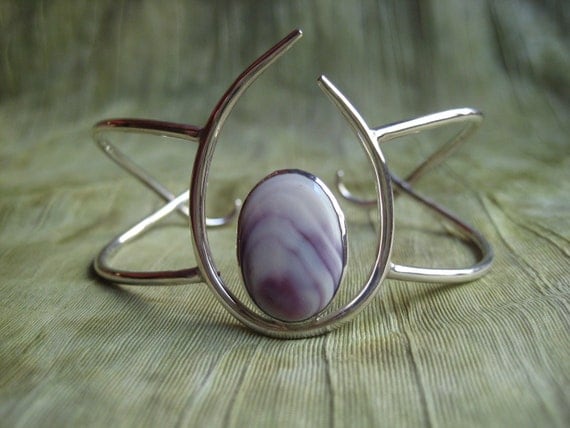 Cuff Bracelet - One Of A Kind - Sterling Silver and Shell - Modern Jewelry by Jyoti McCall