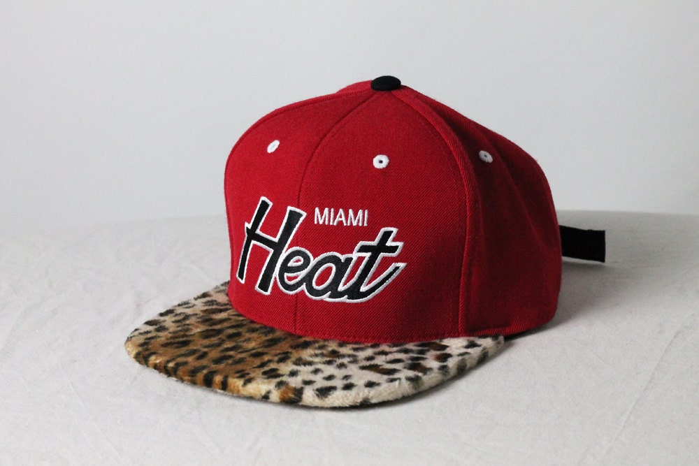 Custom Miami Heat Strapback -- High Pile Leopard Fabric