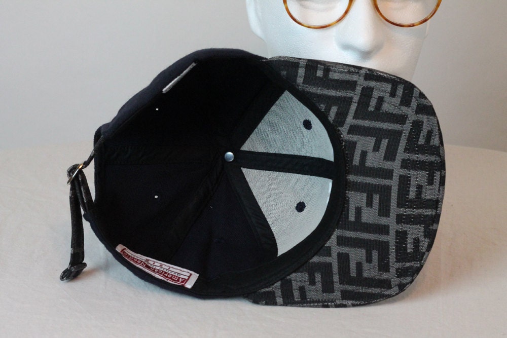 Custom New York Yankees Strapback -- Silver Fendi Fabric