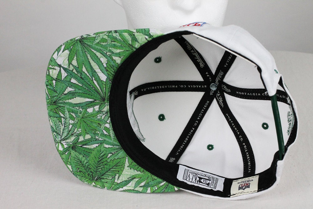 Custom New York Jets Snapback -- White Hat with Leaf Fabric "Get Lifted"