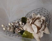 Bridal Fascinator, Flower Hair Piece, Hair Comb, Wedding Hair Accessory, Rustic Head Piece, Woodland, VelvetTeacup