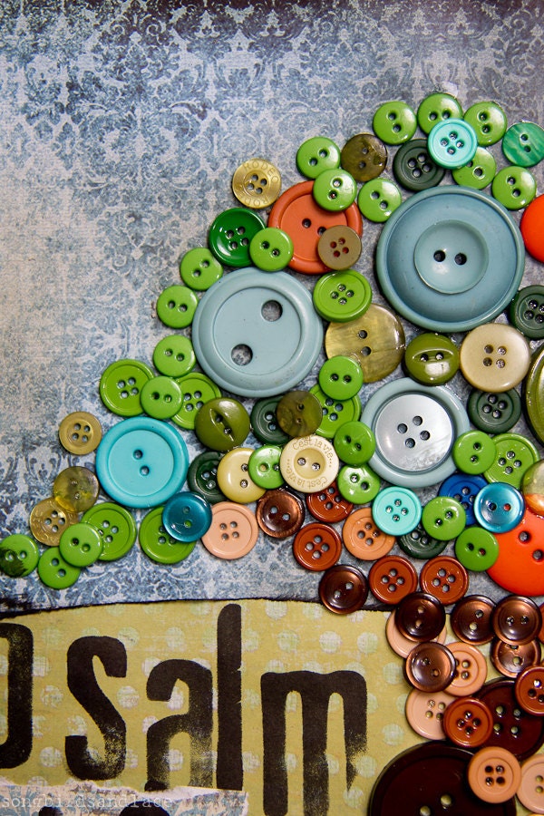 Psalm 1:3- Mixed media Button Tree