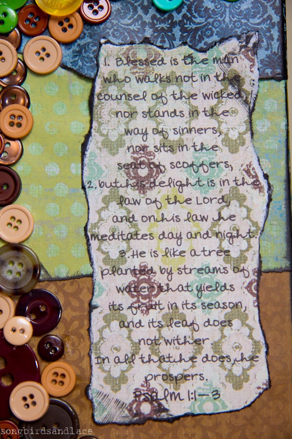 Psalm 1:3- Mixed media Button Tree