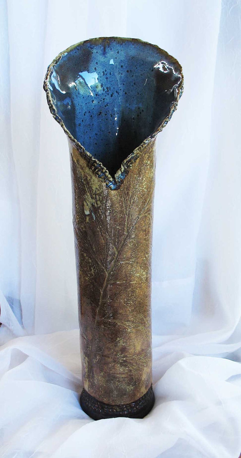 Slab hand built pottery Vase