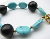 Bead Bracelet, Turquoise Sea Bean Jewelry