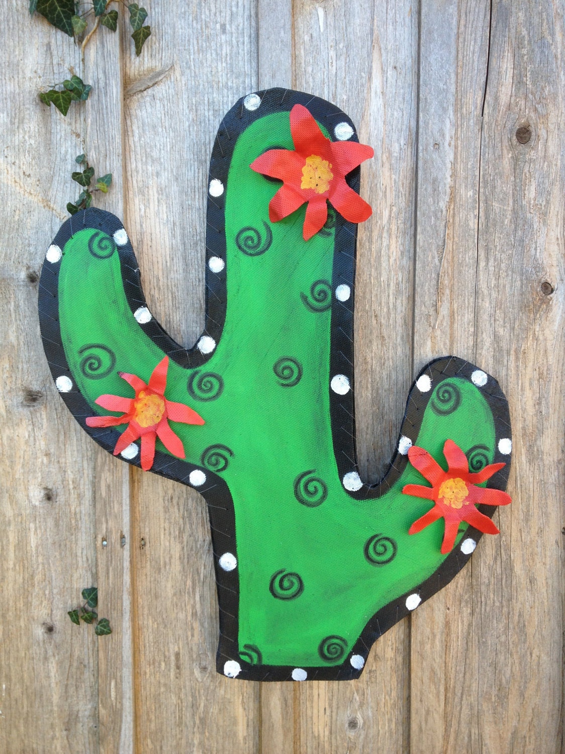 Cactus Screen Door Hanger Wreath