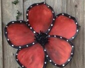 Bright Coral Poppy Screen Door Hanger Wreath