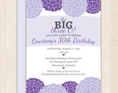 Floral Hearts Thirtieth Birthday Invitation - DIY PRINTABLE or PRINTED - by Tickled Peach Studio Il_170x135