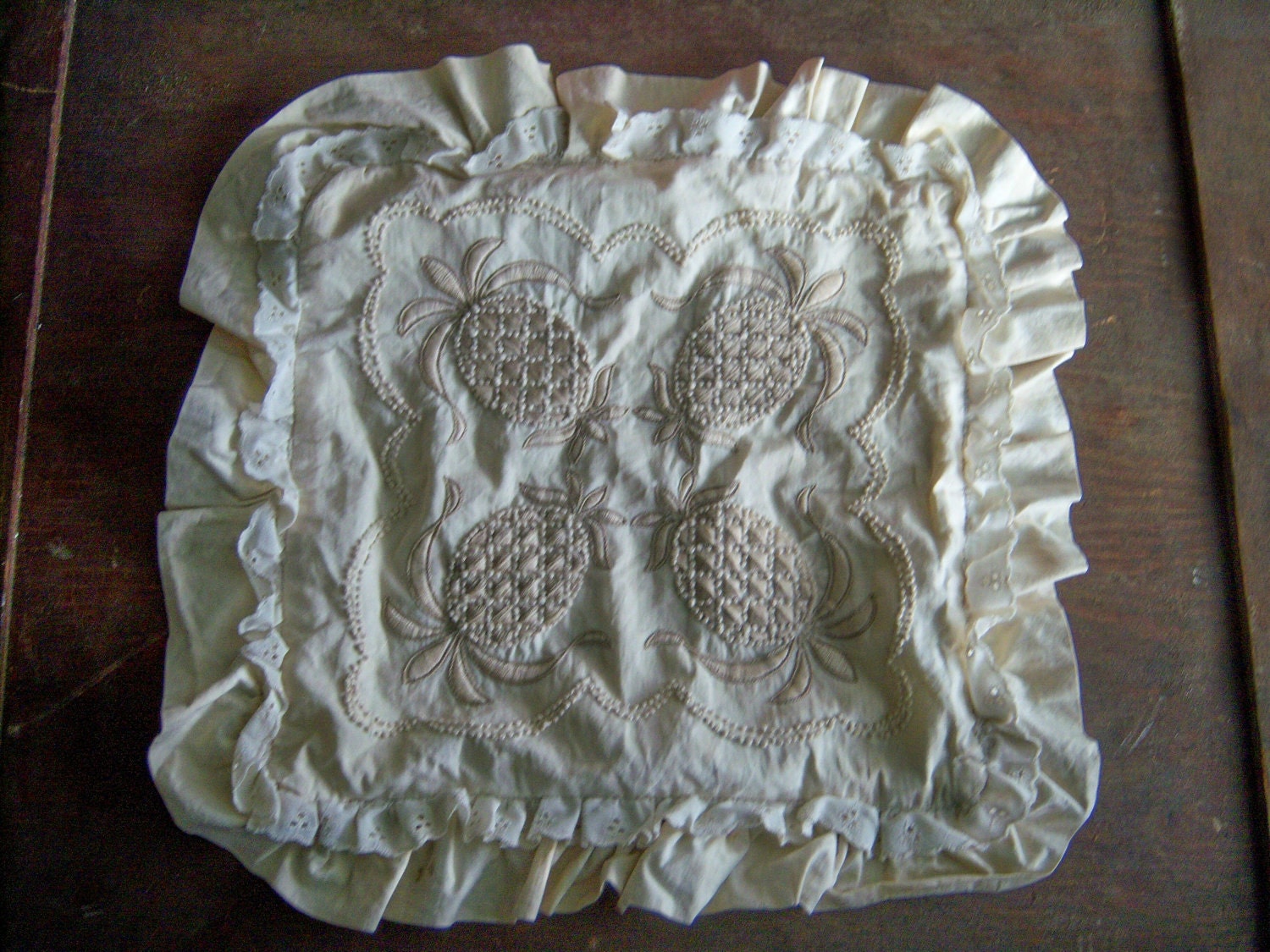 Almost Finished Needlepint Pineapple Throw Pillow