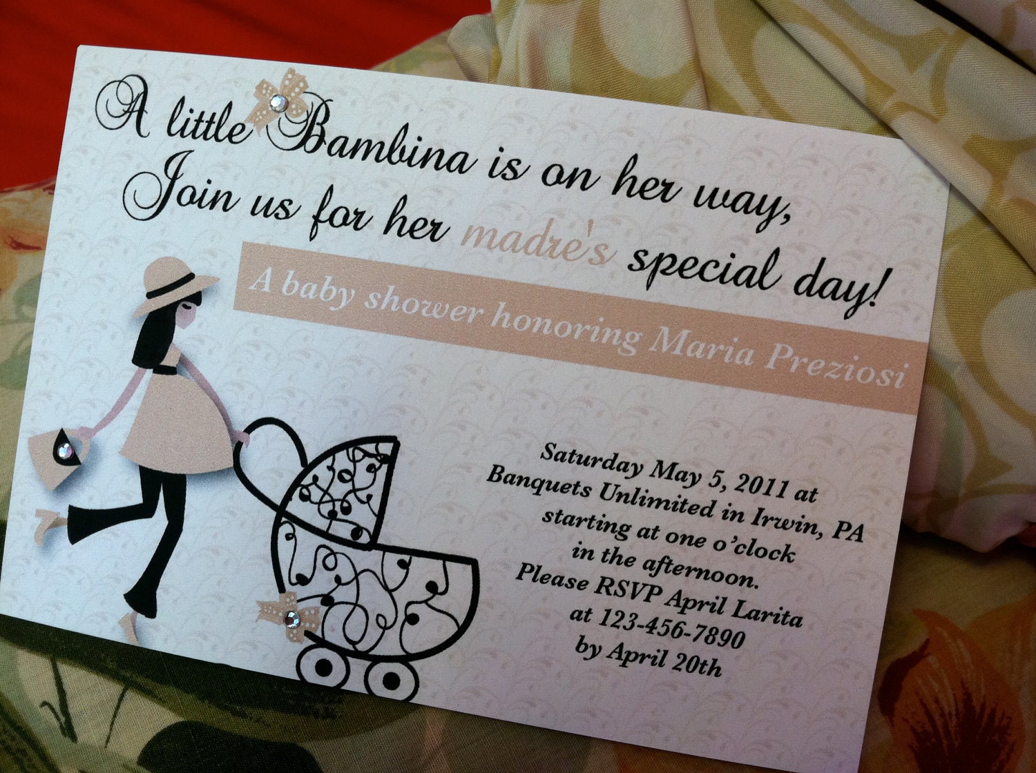 Italian Baby Shower Invitation with A Stylish Maternity Woman