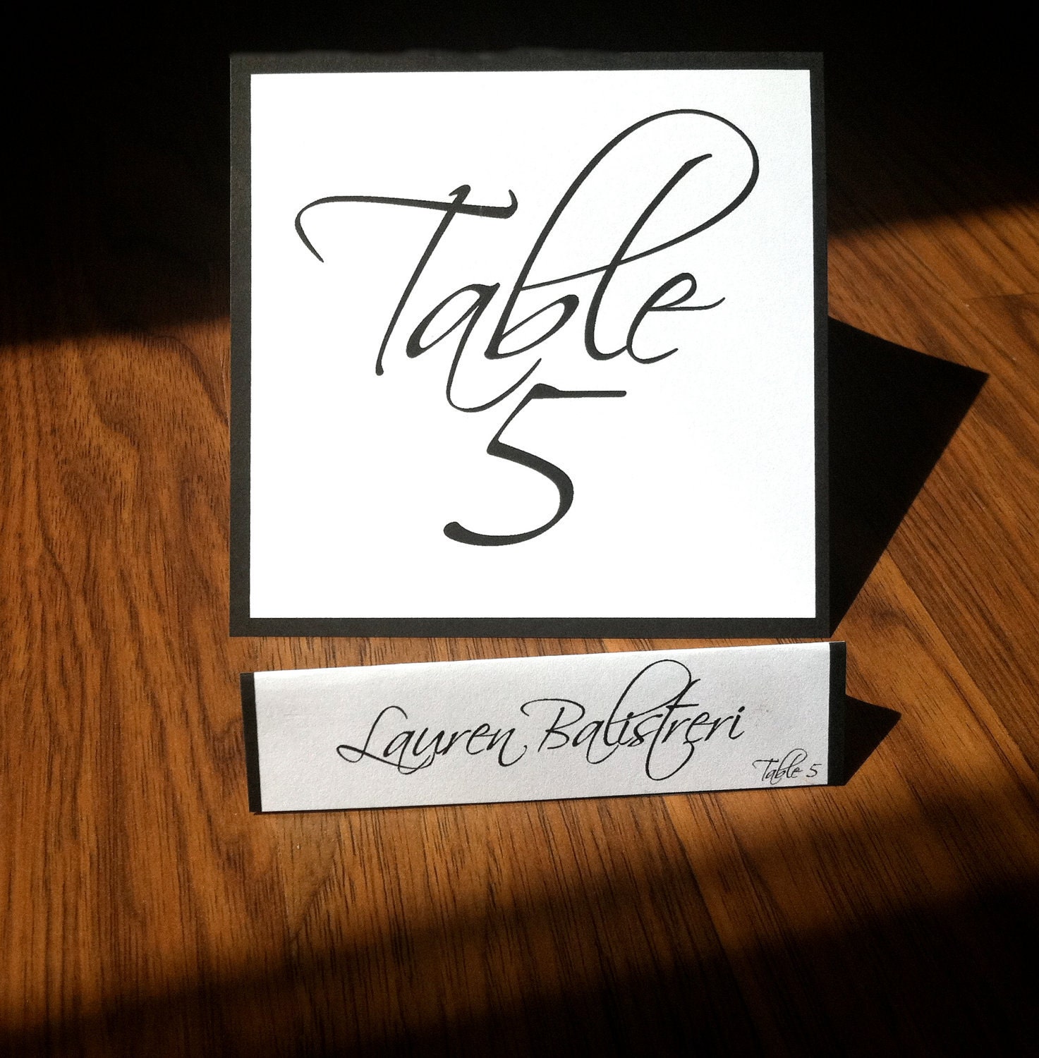 Black and White Wedding Shower Place Cards and Table Numbers