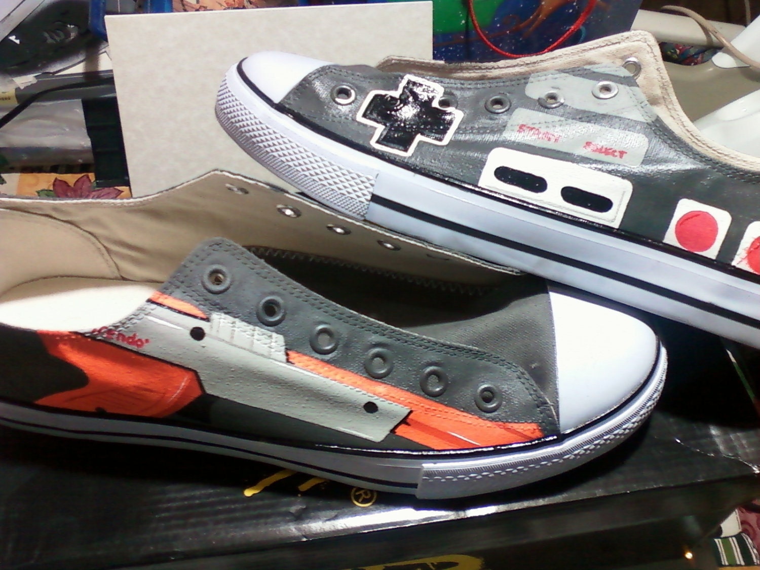 Canvas Nintendo NES shoes - Made to order, fully customizable controller, light gun, system
