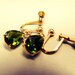 Vintage Green Stone Teardrop and Goldtone Earrings