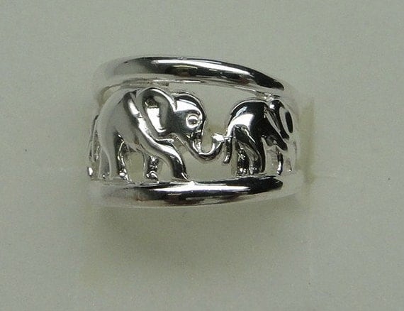 Sterling silver Elephant Family Ring