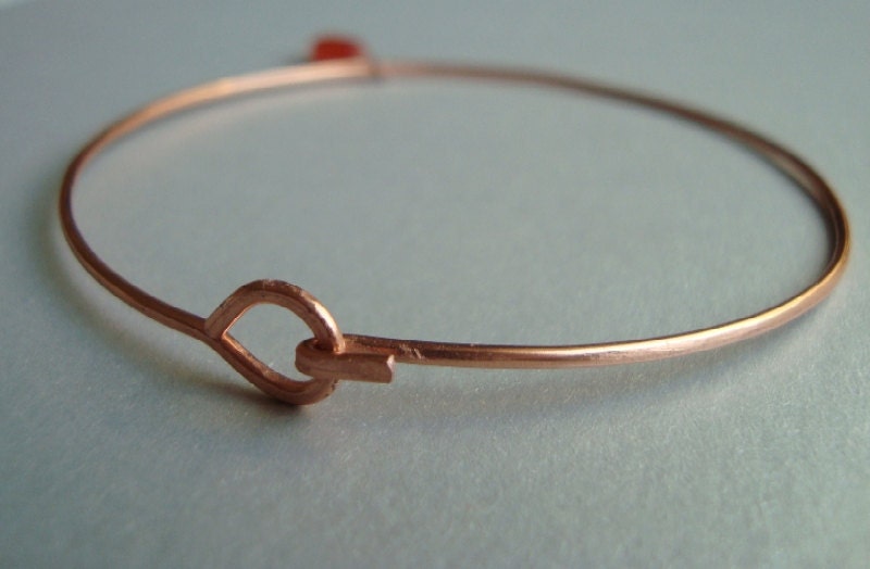 Carnelian and Copper Bangle Bracelet - Hand Forged - Minimalist - Reiki Infused - Self Esteem, Meditation - Sacral Chakra Jewelry - Summer