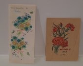 Mothers Day Card Set of 2 Floral Bouquet 1940 Paper Ephemera Gibson USA Handmade Greeting Vintage Antique 1940 Hour of Prayer  FREE SHIPPING