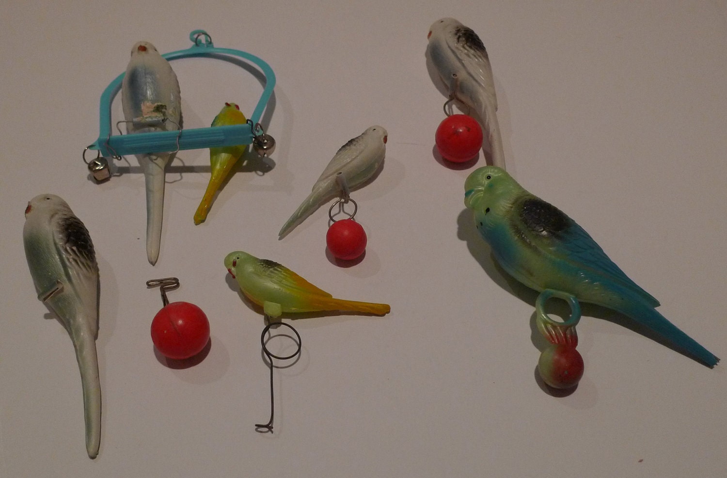 Vintage Parakeet Toy Plastic Birds 7 Plastic by plattermatter2
