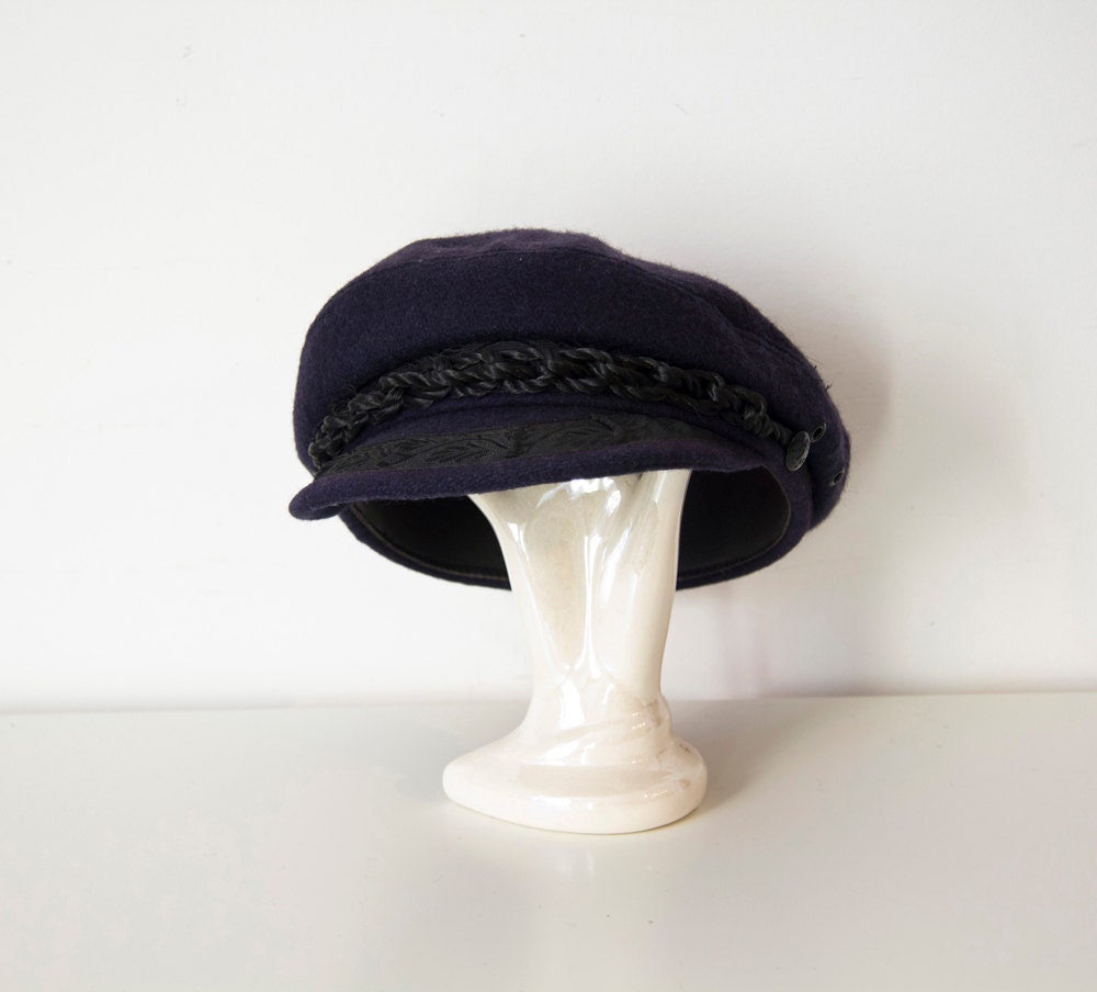 Vintage navy blue sailor Greek hat. by Tomorrownever on Etsy