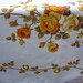 Vintage Shabby Chic Printed Rectangular Tablecloth 1970s Orange Roses