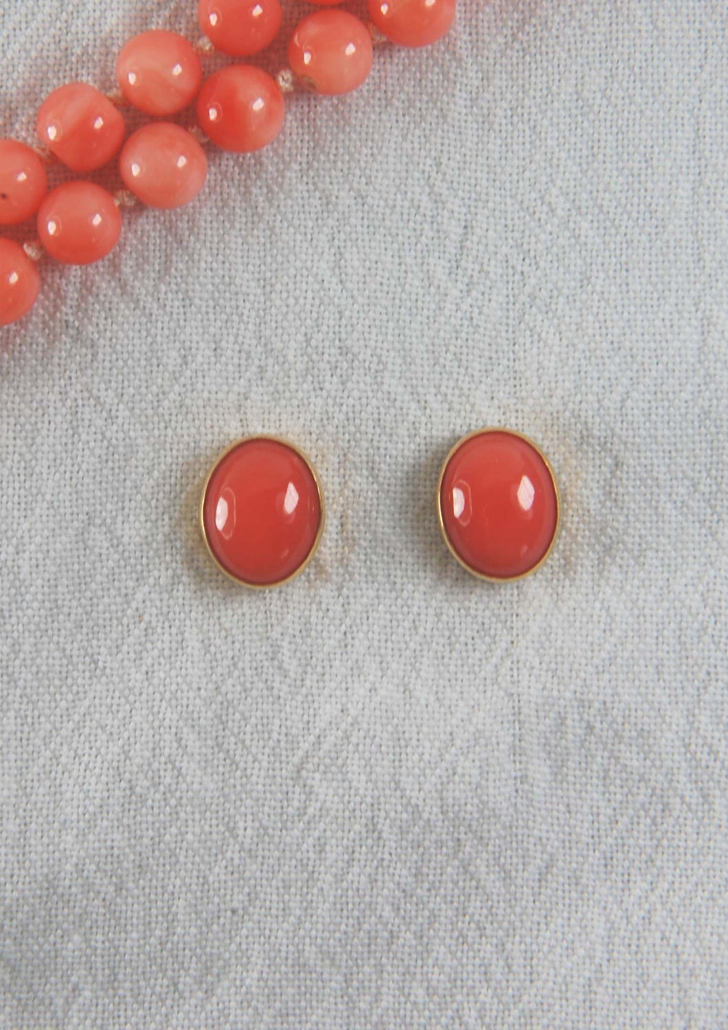 14K Gold post earrings with Coral, summer jewelry, romantic jewelry