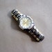 vintage oversize watch / 1980s Charles Raymond black, gold, rhinestone watch