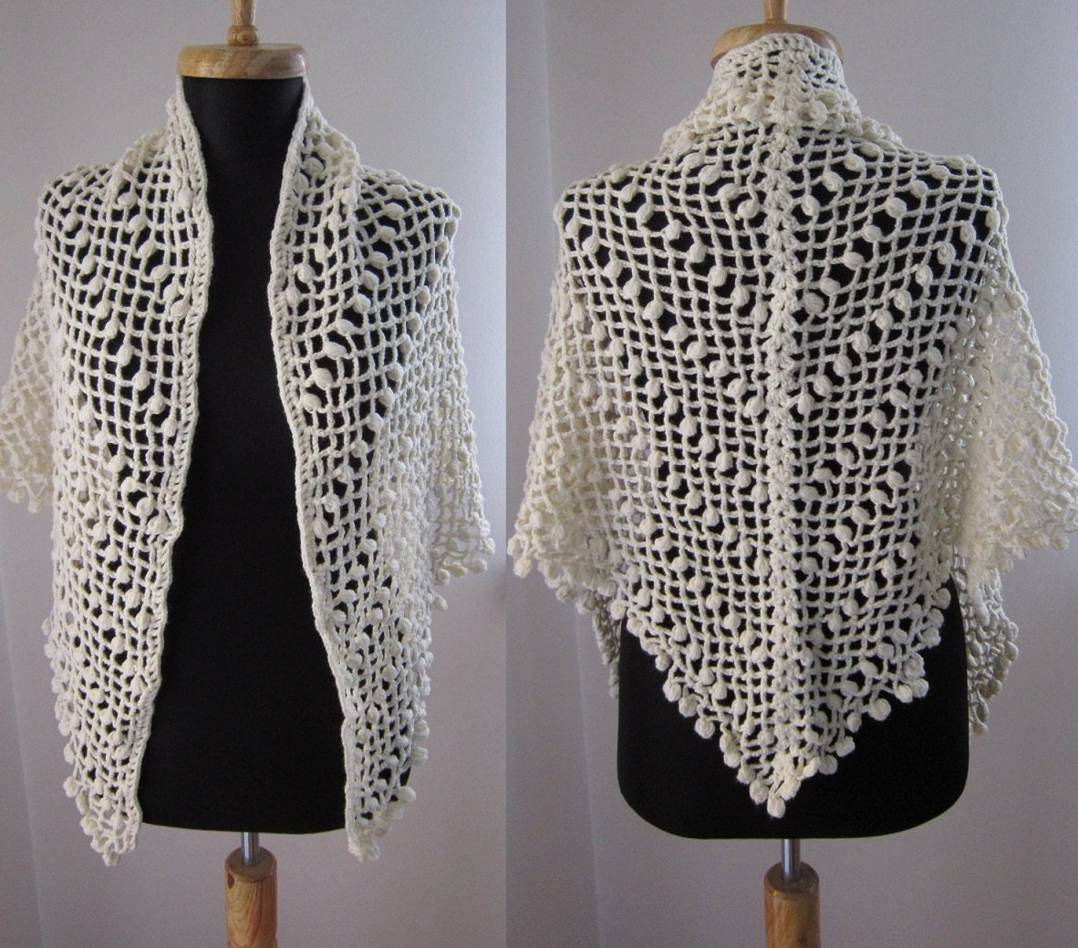 white wool crochet shawl stole scarf clothing