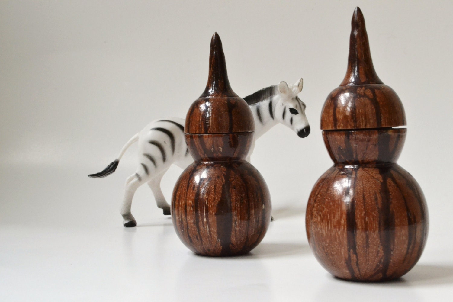 Wood mid-century salt and pepper shakers