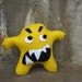 Stuffed Monster - Felt Hand Sewn Small Plush Yellow Felt Monster filled with polyester (Halloween, creepy, unique, fun)