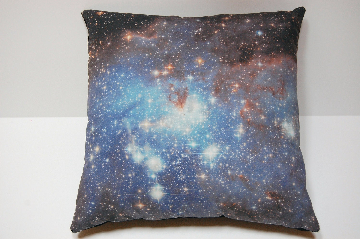 Galaxy Nebula Print Throw Pillow Cover "Blue Haze"