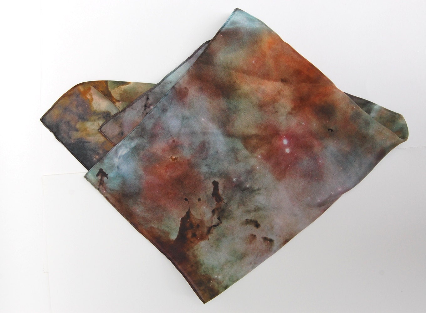 SALE 20% Off Galaxy Nebula Print Silk Cosmic Square Scarf "Carina Nebula"