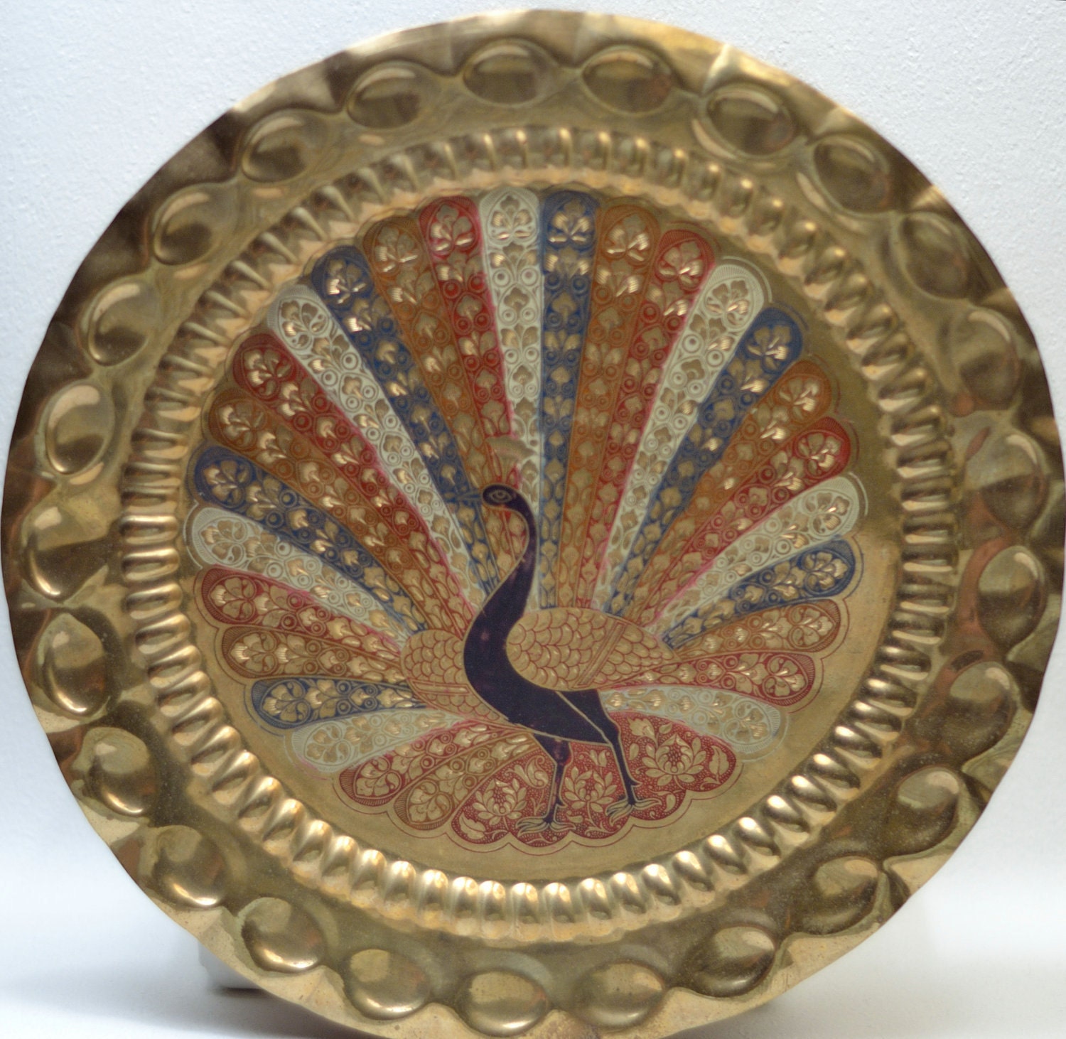 Brass Peacock Plate Wall Hanging by IDKlare on Etsy
