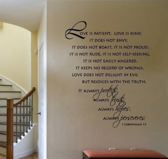 Wall Decal Love is Patient Love is Kind Scripture Vinyl Wall Art Decal   EXTRA LARGE
