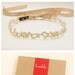 Skinny Gold Flower and Pearl Beading  Lace with Champagne Ribbon HeadBand / Skinny Lace Sash, Bridal Sash, Bridesmaid Sash